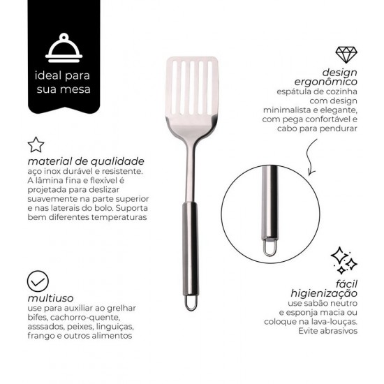 Espátula 32,5 Vazada Em Aço Inox